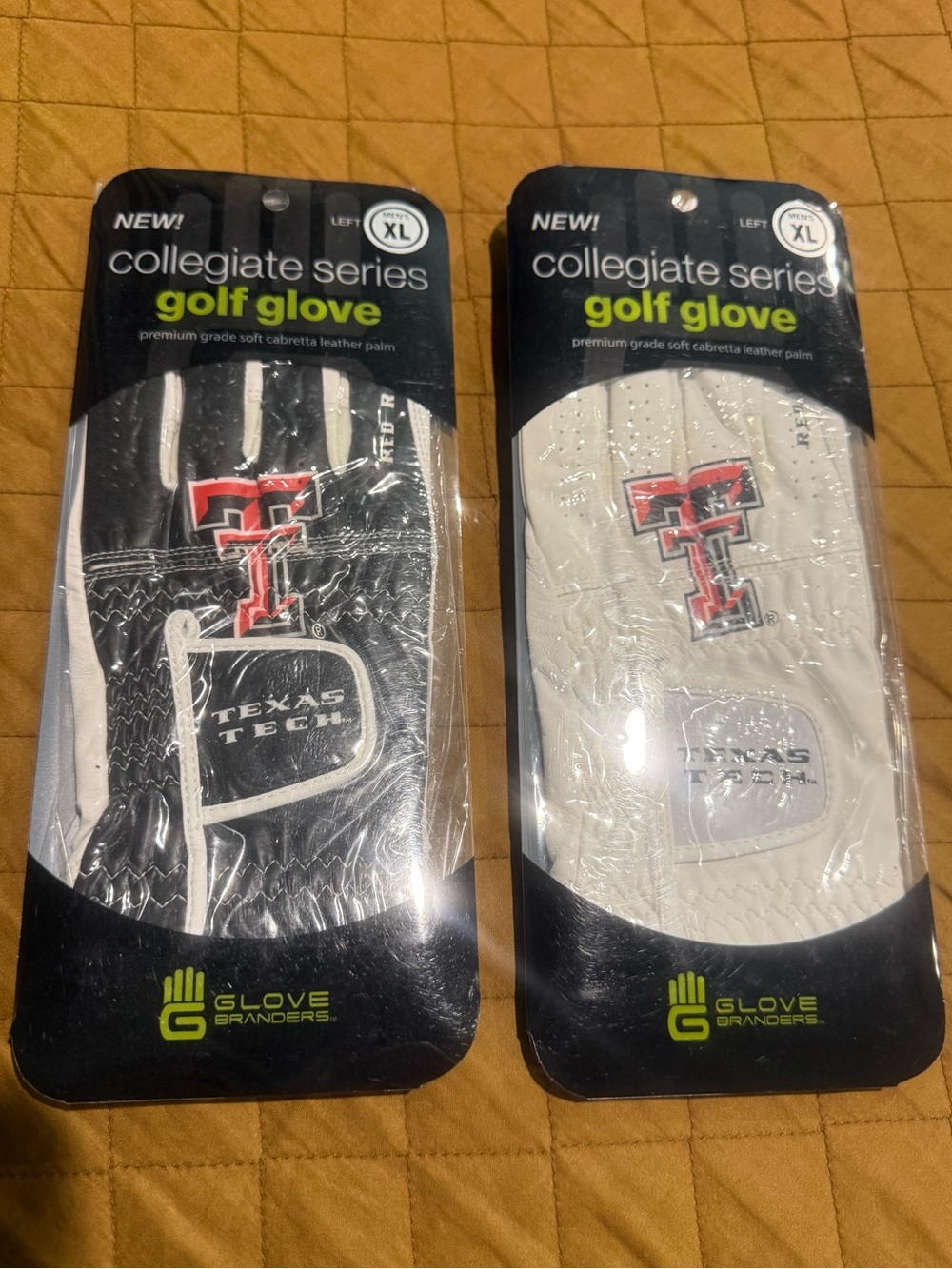 Two Men’s Texas Tech Leather Golf Glove XL
